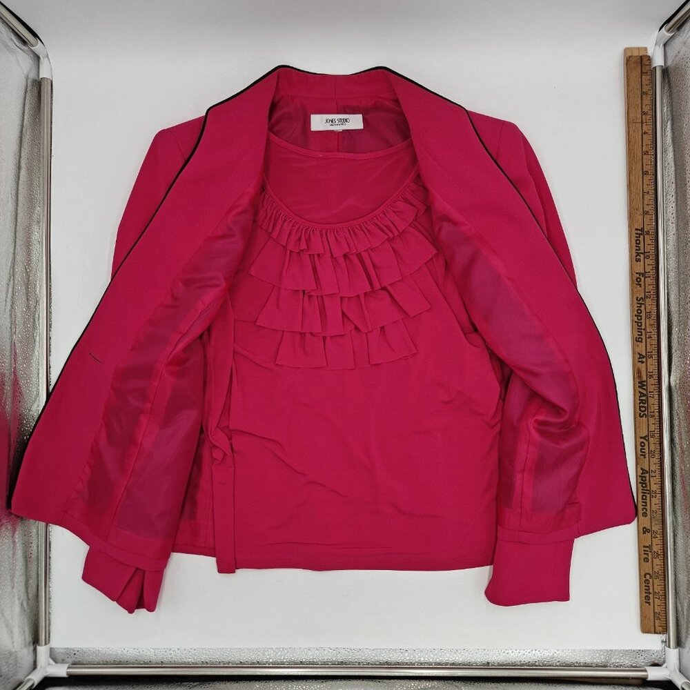 VTG Jones Studio Magenta 1 button blazer with matching blouse - EUC SZ 14 - Picture 5 of 12